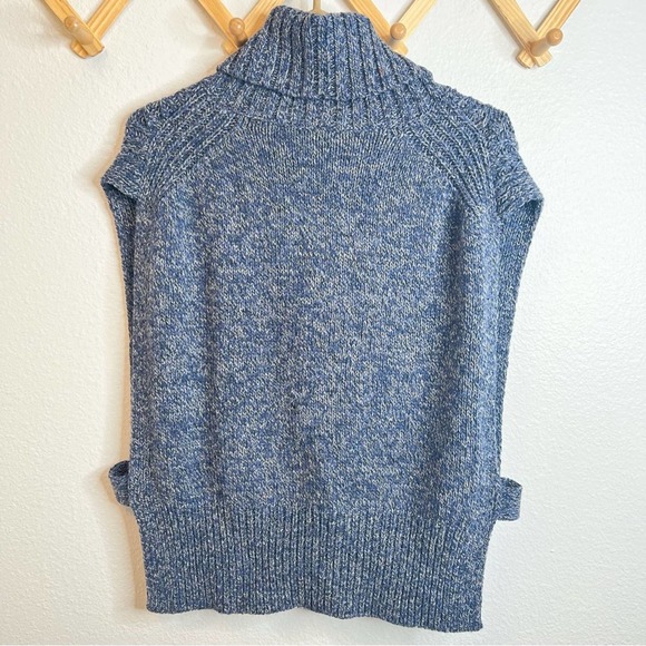 Veronica Beard Collina Turtleneck Sweater Vest Marled Blue - Picture 6 of 8